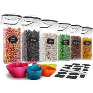 Cereal Container Set, Airtight Food Storage Containers ((4L /135.2oz) Set of 6